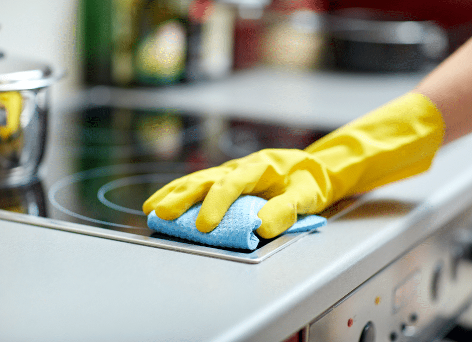 cleaning stove top for spring cleaning