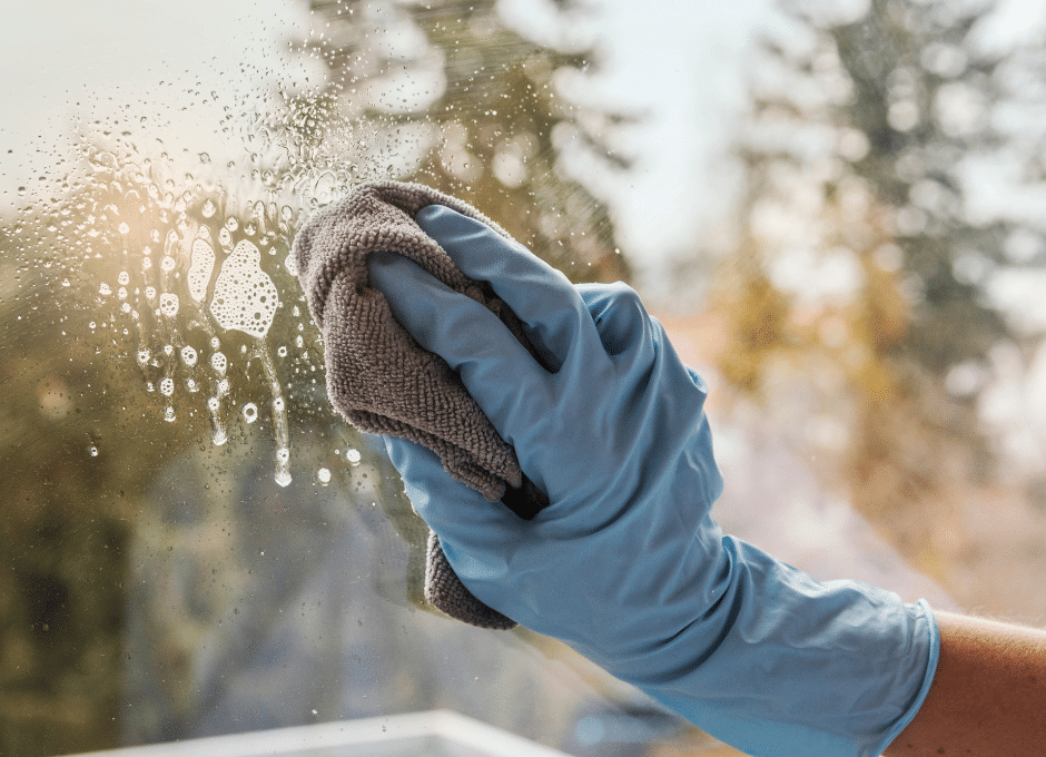 Cleaning a window for spring cleaning